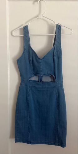 Denim Mini Dress with Cutout Waist