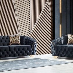 Bristol Black Luxury Velvet Living Room Set

