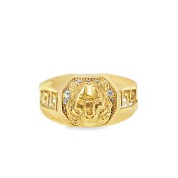 10k Yellow Gold Lion Signet Ring