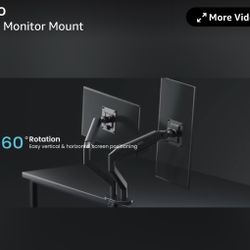 (300064) EVEO Premium Dual Monitor Mount 14"-35” Dual Monitor Arm VESA Bracket Adjustable Height Gas Spring Dual Monitor Stand, Screen Full Motion Dua