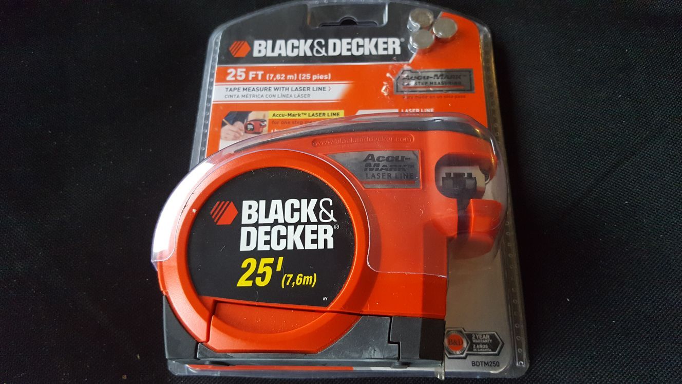 Black & Decker tape measure with laser line