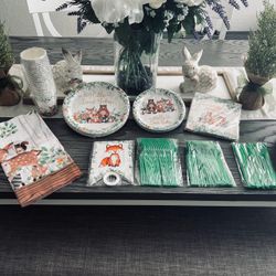 🦊170 pc Woodland Nature Baby Shower Decor for Boys Girls Safari Jungle Wild Animal Party Decoration