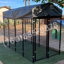 Outdoor Dog Cage Kennel with Tarp Shade – 8x4x6 ft  (New in Box)