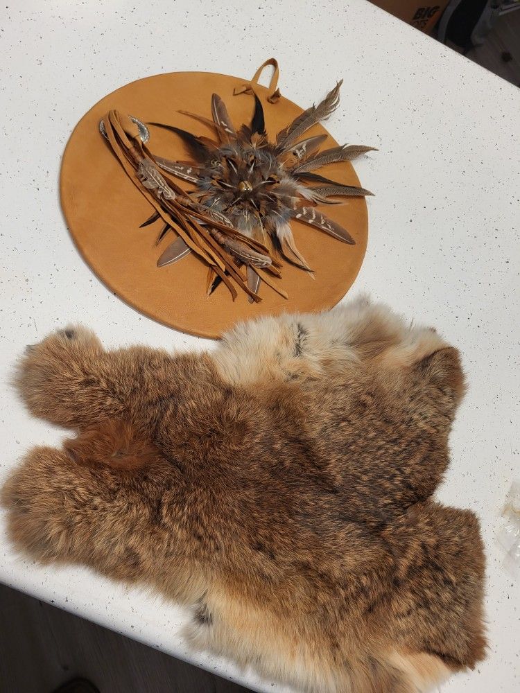 Native American Indian Shield And Rabbit Coyote Fur ?
