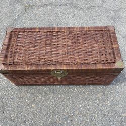 Vintage Wicker & Brass Trunk