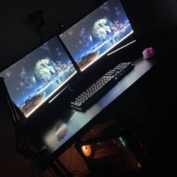 Full Gaming  Setup - PC and Dual Monitors - RGB