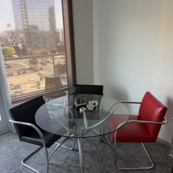 Modern Glass + Chrome Dining Table: Italian Modern Style