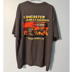 Harley-Davidson Lancaster PA Horse Buggy Men's 2XL T-Shirt Gray 0835