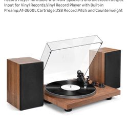 Record Player Turntable with 40W Speakers and Bluetooth Output