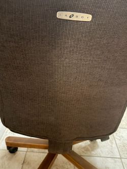 La-Z-Boy Executive Office Chair – Brown Fabric & Wood Base