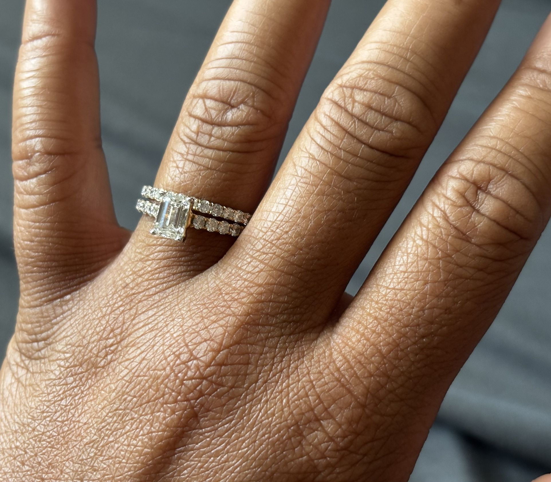 14k 2CT Yellow Lab Grown Diamond Ring Wedding Set