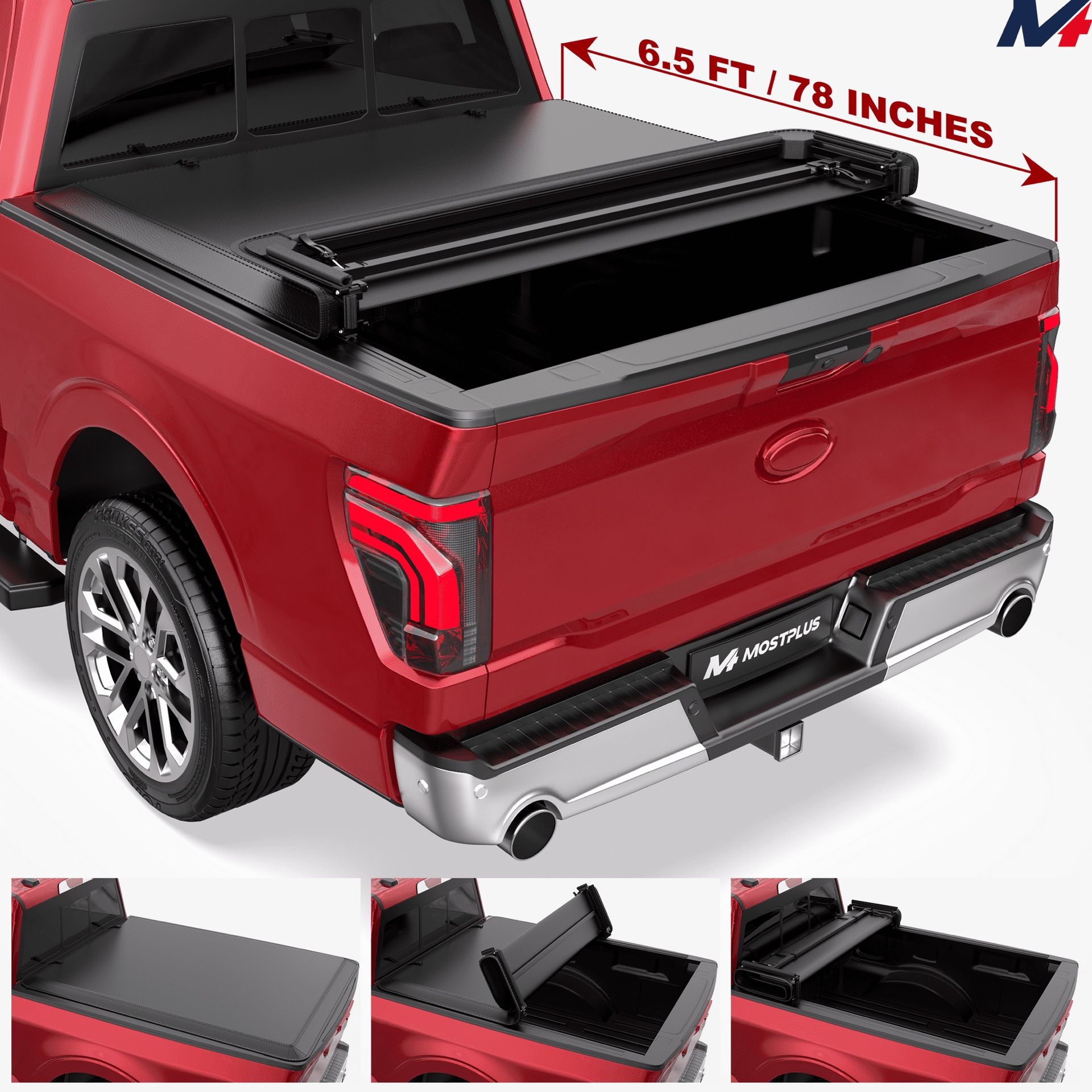New in a sealed box 4-Fold 6.5FT Soft Truck Bed Tonneau Cover for 2004-2008 Ford F-150 F150 On Top also compatible with CHEVROLET/GME SILVERADO/SIERRA