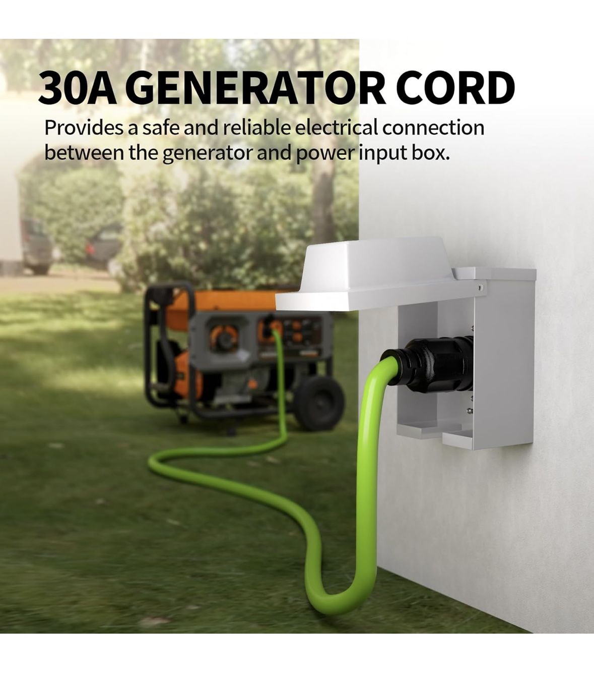 POWGRN 10Feet 30 Amp Generator Extension Cord 4 Prong,Heavy Duty NEMA L14-30P/L14-30R,125/250V 7500W,Green 10 Gauge STW Twist Locking Generator to Hou