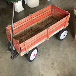 Vintage Red Wood Wagon