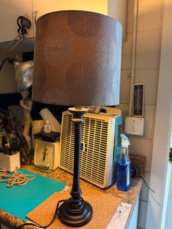 Wayfair Lamp was a beautiful shade, black and gray has a bulb
