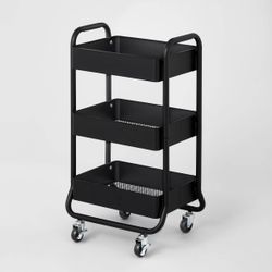Black 3 Tier Metal Utility Cart 
