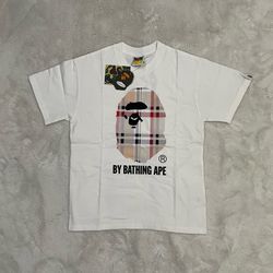 Bape x Burberry Plaid White Graphic Tee