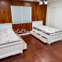 Twin Bed And Mattress With Drawers 