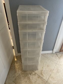7 Drawer Plastic Storage Tower in white.42” High X 12 Wide X 16” Deep 