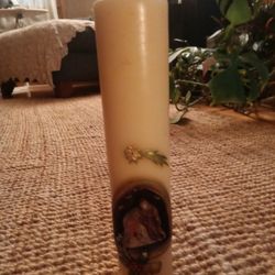 Antique 3D Candle Christmas Scene 10 In Tall 6  1/2 In Round