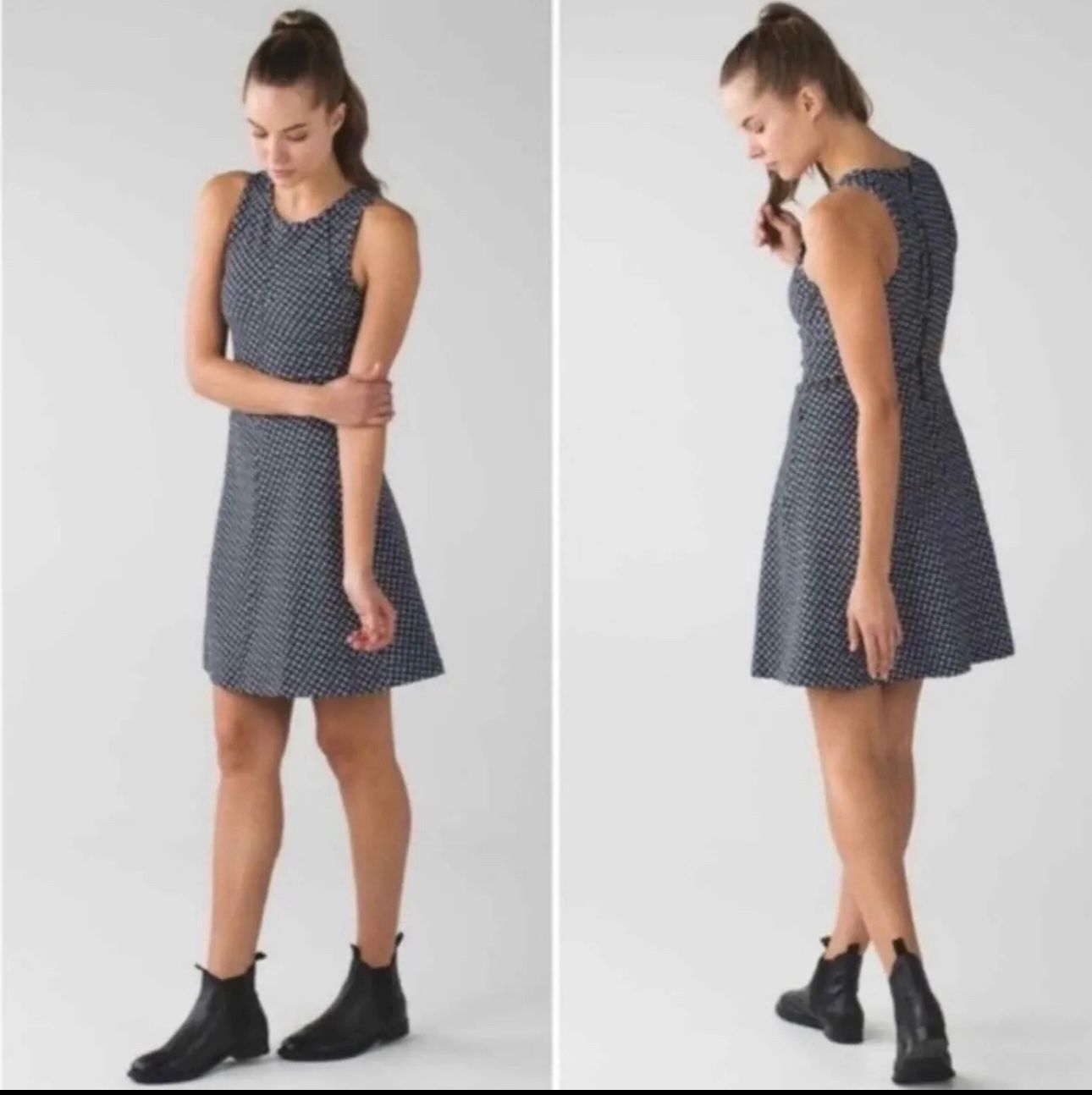 Lululemon Go Til Dawn Dress Black White Deep Dive Checker Size 6