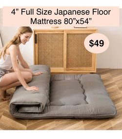 4” Full Size Japanese Floor Mattress Futon Mattress, Thicken Tatami Mat Sleeping Pad Foldable Roll Up Mattress Boys Girls Dormitory Mattress Pad Floor