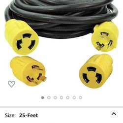 Leisure Cords 3-Prong 25 Feet 30 Amp Generator Cord, 10 Gauge Heavy Duty L5-30 Generator Power Cord Up to 3750W (25-Feet)