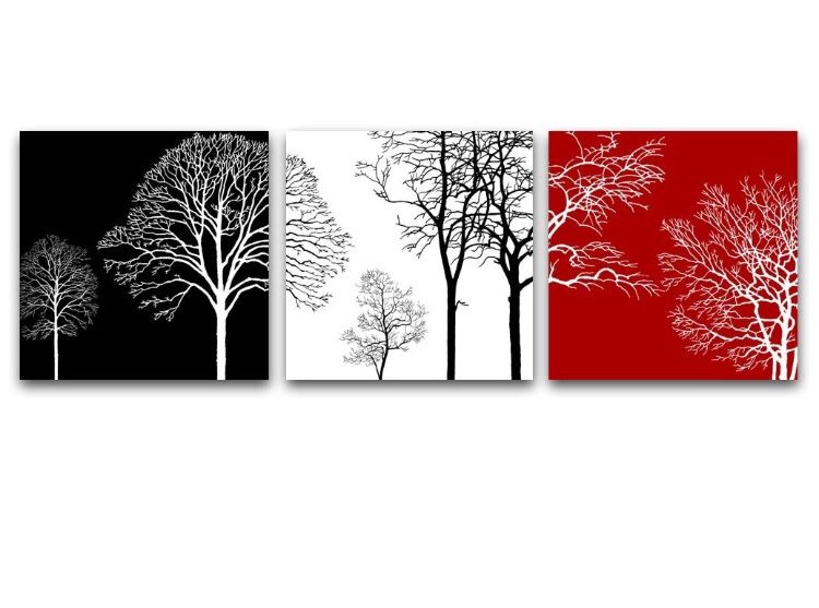 Tree Wall Art Black/White/Red