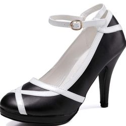 getmorebeauty Black And White Retro High Heels Size 9
