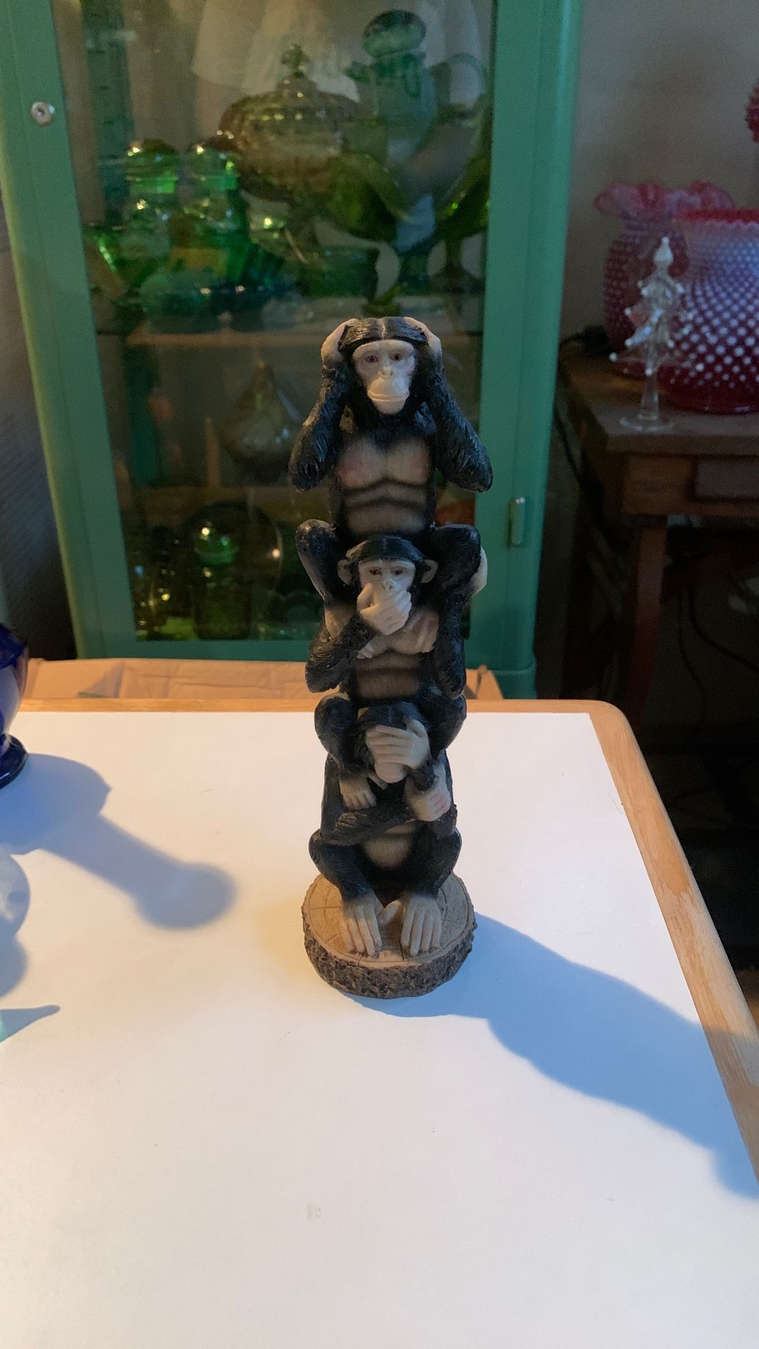3 Wise Monkeys Totem Statue Figurine Hear No See No Speak No Evil