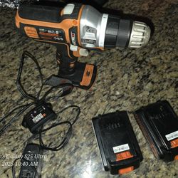 Black And Decker Drill With 2 Rechargable Batteries And Charger