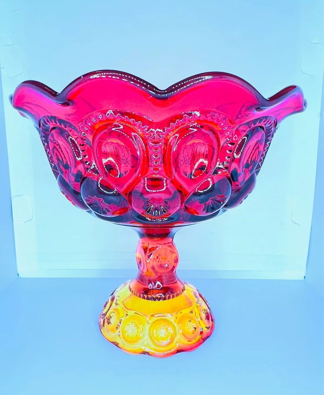 L.E. Smith Moon and Stars pedestal compot