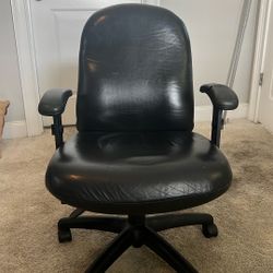 Leather Office Chair: Recline, Up/down, Adjustable Arm Rest