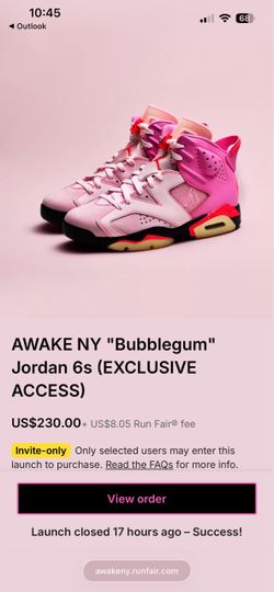 Nike Air Jordan 6 x Awake NY “Bubblegum” Pink Size 8.5 - NIB