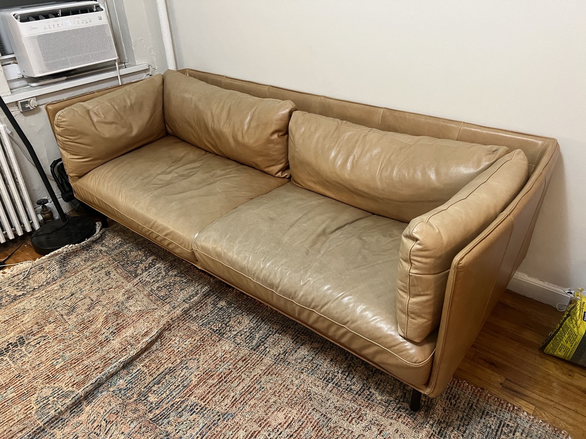 Crate & Barrel Wells Leather Sofa