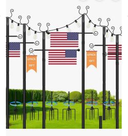 Outdoor String Light Poles 6 Pack - 10 Ft Lighting Posts 6