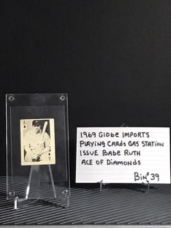 1969 Globe Imports Playing Card Gas Station Issued Babe Ruth Ace Of Diamonds