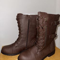Women’s Brown Combat Boots – Size 11W– PERFECT Condition!