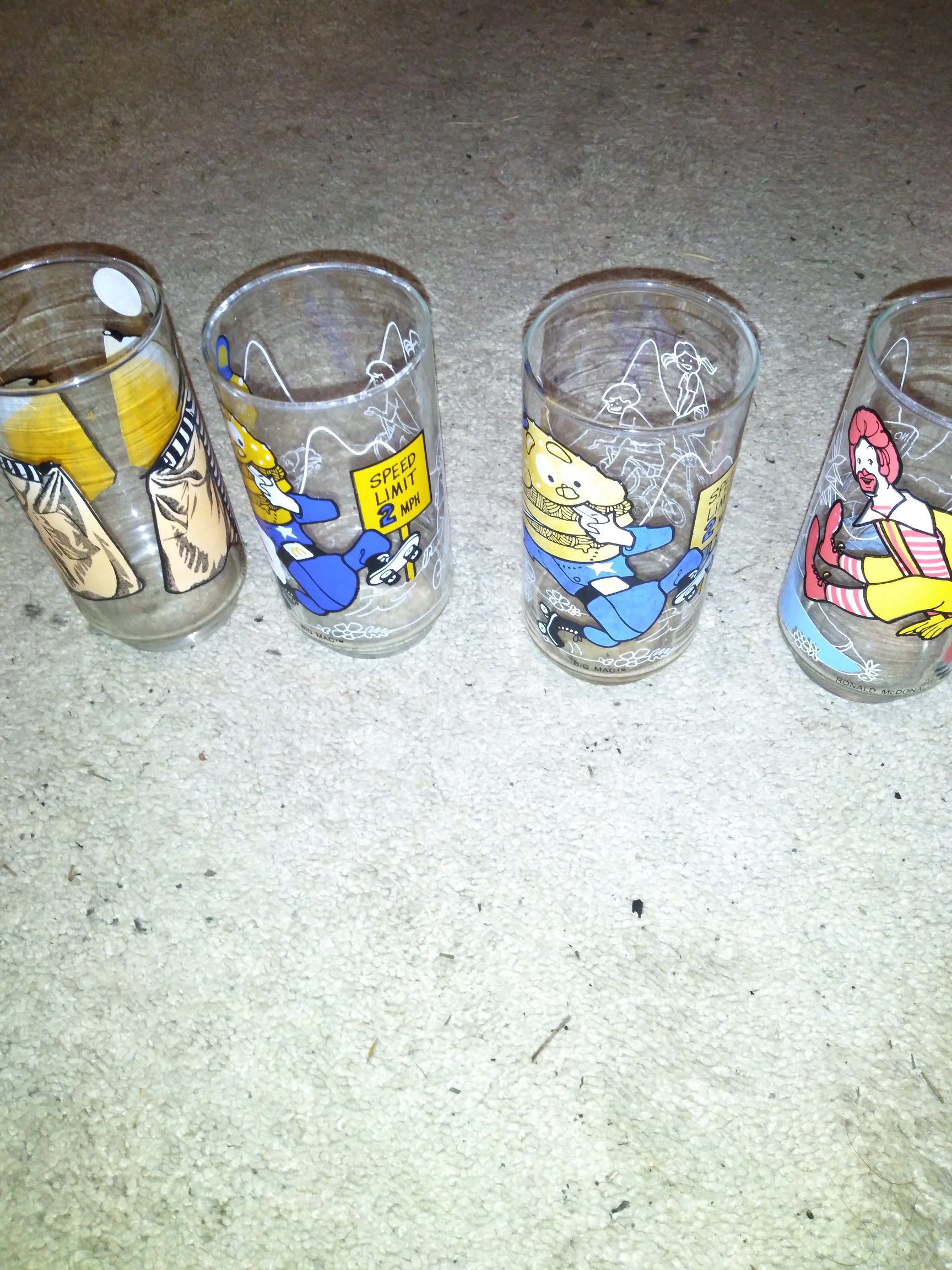Four 1977 Collectible McDonald's Glasses