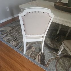 Dining Set 4 Wood And Upholstered Chairs With Glass And Wood Double Door Curio Cabinet 