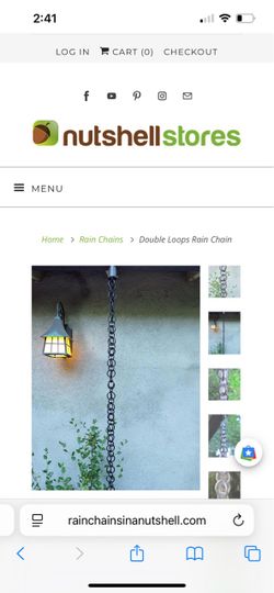 Rain chain double loop sided black powder coated 8 foot long great condition
