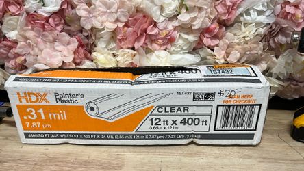 HDX 12 ft. W x 400 ft. L 0.31 mil High Density Painters Plastic Sheeting
