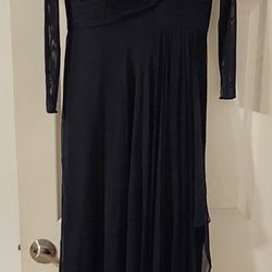 Vtg "Rickie Freeman, TERI JON" Black Silk Dress W/ Sequins