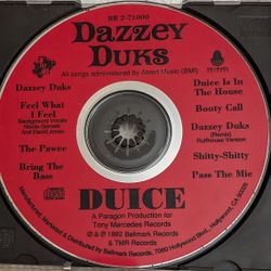 Dazzey Duks CD The Debut Studio Album By American Bass Music Duo Duice 1992 Bellmark Records By Alvert Music (BMI) Needs Resurfaced Due To A Surface S