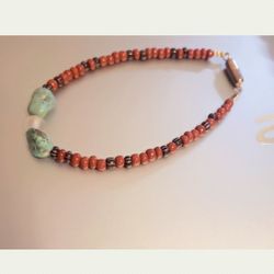 Navajo Indian hand Strung Spiny Oyster & Turquoise Bracelet 