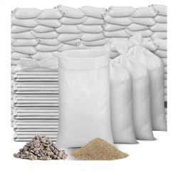 Windyun 300 Pcs White Empty Sandbags with Ties 18 x 30 Inch White Woven Polypropylene Sand Bags Bulk, Heavy Duty Sand Bags Flood Water Barrier for Hur