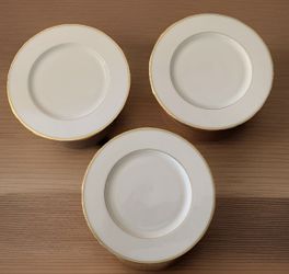 Lenox Cream Gold Gilded Formal Salad Plates USA 3pc 