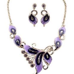 Lovely Enamel Butterfly Jewelry Set 