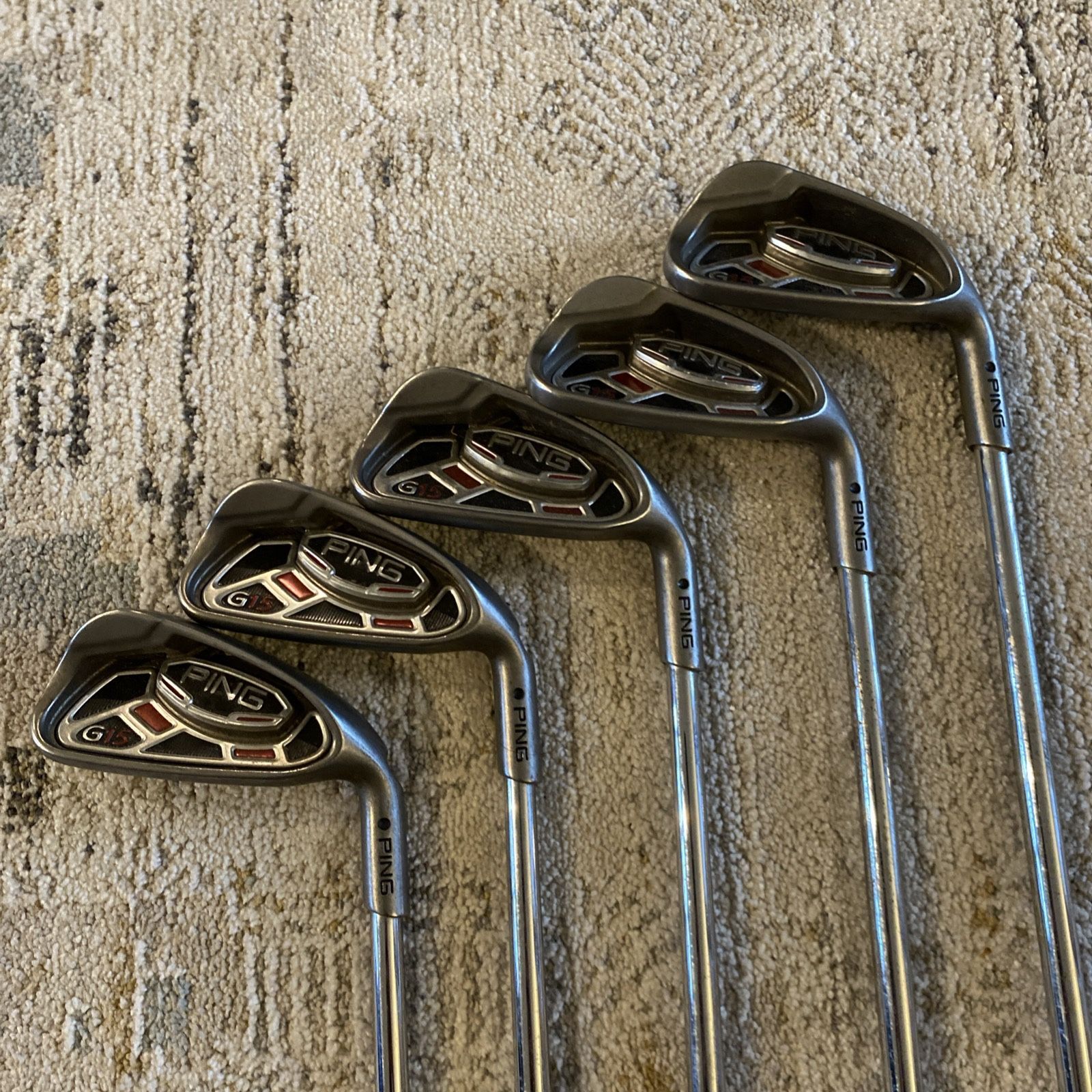 Ping G15 Iron Set 5-9 White Dot Soft Regular Steel Shafts Golf Clubs