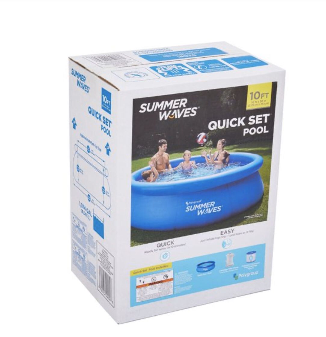 Summer Waves 10' x 30" Quick Set Inflatable Above Ground Pool with Filter Pump NEW!!!